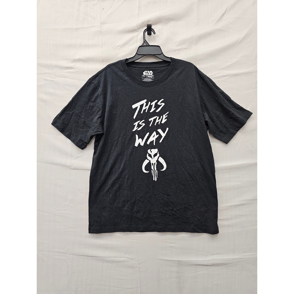 Star Wars Mens Mandalorian Graphic T-Shirt Black Cotton Casual Size XL
